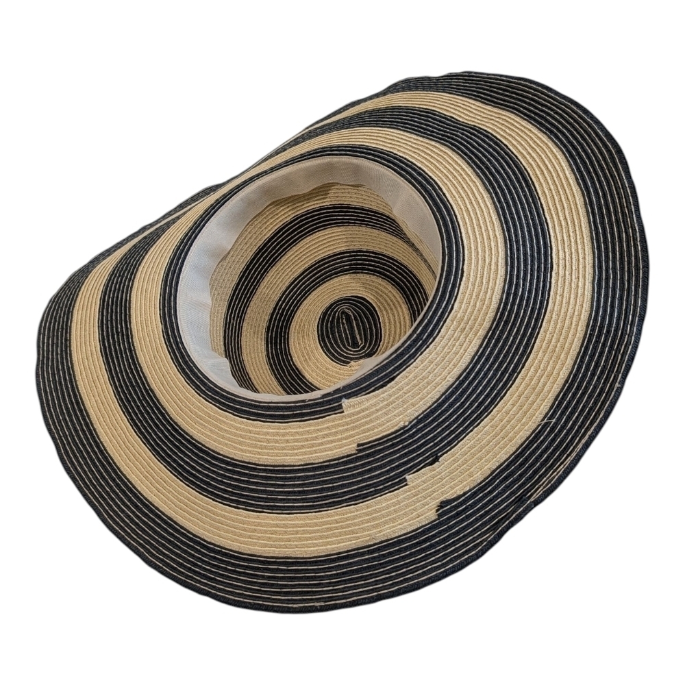 D&Y Black and Tan Striped Hat with Floral Detail - Picture 5 of 6